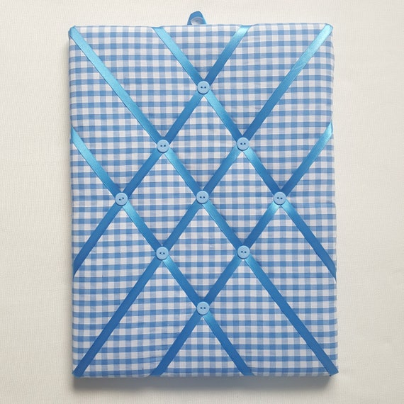 Blue Gingham Fabric Memo Board Notice Board Pin Board Kids