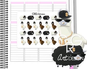 Kawaii Wool Gang Alpaca & Sheep Stickers | Planner Erin Condren Plum Planner Filofax Sticker