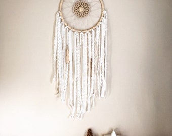 Dreamcatcher, nursery decor, large dreamcatcher, new baby, baby gift, bohemian decor, white dreamcatcher, boho home, wedding backdrop