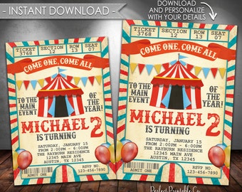Carnival Invitation, Carnival Birthday Invitation, Circus Invitation, Circus Birthday Invitation, Boy Party, Instant Download, Editable #553