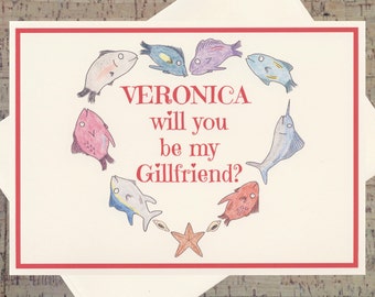 Personalized Valentine Card, Girlfriend Valentine, Funny Valentine Card, Valentine Card, Pun Card, Fish Card, Romance Card, Funny Love Card