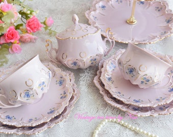 Vintage tea set floral porcelain Slav porcelain pink tea cup set HC tea set rose porcelain vintage coffee set vintage teacups set