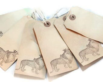 Primitive Tea Stained Grungy Hang Tags King Lion Luggage Tags Gift Tags Labeling Tags Shabby Vintage Tags Journaling Tags Home Office Decor