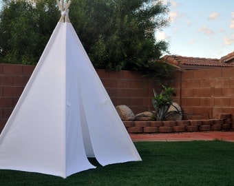 Pure White Canvas Plain Kids Teepee, Kids Play Tent, Childrens Play House, Tipi,Kids Room Decor