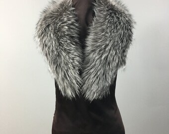 Luxury gift/Silver Fox Fur Collar Women's/wedding or anniversary present