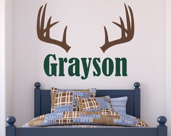 Deer Wall Decal | Antler Wall Decal | Hunting Nursery | Deer Nursery | Deer Name Decal | Country Wall Decal | Deer Nursery Decor