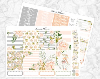 Champagne Bloom Little Weekly Kit (matte planner sticker, fits perfect in Erin Condren Life Planner Vertical)