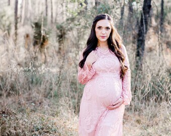 The "Jolie" lace maternity gown Dress, photography maternity dress, Lace Gown, Sheer Maternity, Pregnancy gown, Photography Prop,