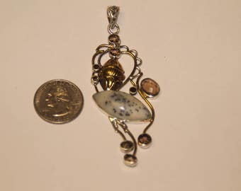 Vintage sterling silver multi stone pendant baek