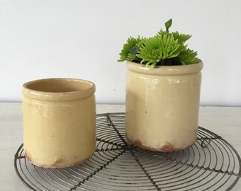 Set of 2 vintage French earthenware pots