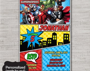 Superhero Birthday invite,Avengers Birthday invitation,JPG file,Birthday Invite,Superhero invitation,Superhero,DPP49