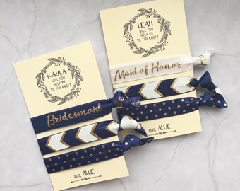 will you help me tie the knot hair ties // navy blue // custom