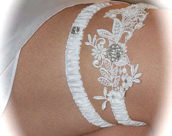 Open applique Wedding garter set, Wedding garters, Garters