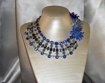 River of blue collar: Blue Svarovski Crystal