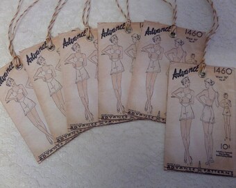 GIRLY TAGS • Handmade Tags • Paper Tags • Tie Gift Tags • Burlesque Tags • Unique Gift Tags • String Tags • Tie Tags • The Whiskered Kitten