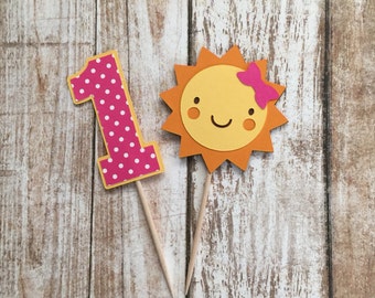 You Are My Sunshine Cupcake Picks in Pink, Set of 12, Party Picks, Cupcake Toppers, Cake Topper, Birthday Party, First Birthday, Baby Shower