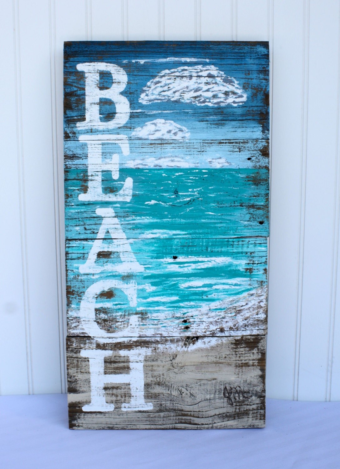 Beach Art/reclaimed wood/distressed