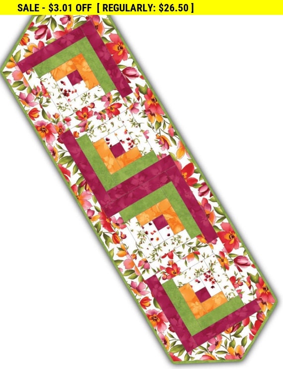 Log Cabin Table Runner Precut Kit Catalina by RebsFabStash