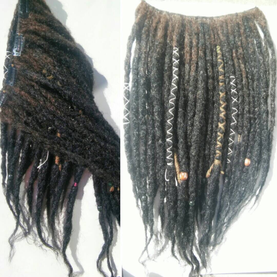 clip in dread weft / long thick black clipin crochet dreadlock
