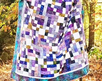Wedding Gift - Quilt - Boho Style - Improv Décor - Throw Quilt - Gift for Her - Home Décor - Newly Wed Gift – Eco Friendly - Purple Quilt