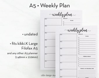 Weekly Planner, A5 Planner Inserts, Daily Schedule, A5 Planner, To Do List, Daily Planner, Printable Planner, Daily Planner, A5 Filofax