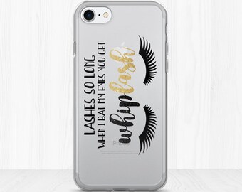 Lashes So Long When I Bat My Eyes You Get Whiplash - Clear iPhone Case - Funny Saying Makeup Lover Phonecase Long Lash Eyelashes MUA Glamour