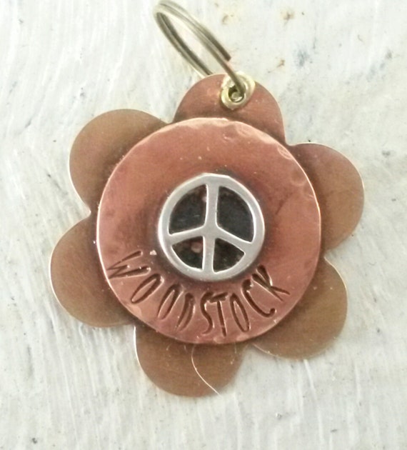 Peace Sign Pet id tag Hippie style dog tag Dog tag for dog