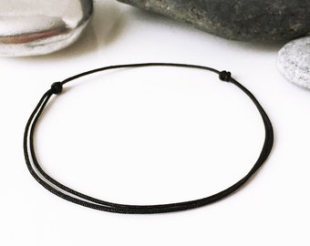BLACK bracelet Buddhist bracelet Thin slip knots BLACK cord bracelet BLACK cord bracelet Lucky jewelry Man Woman Rock minimalist bracelet