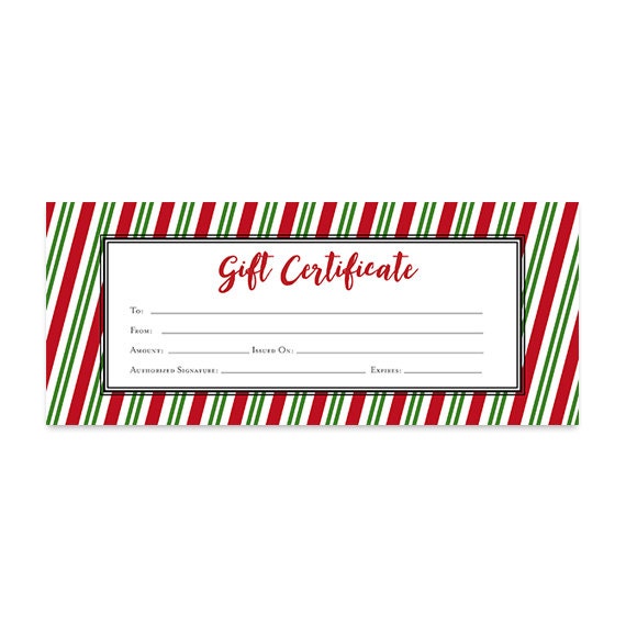 Candy Striper Christmas Gift Certificate Download