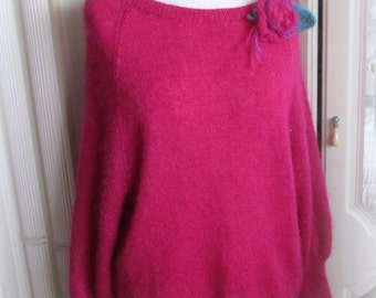 Mohair Sweater – Raspberry with Roses