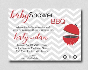 Baby Shower BBQ Invitation, Baby Q invitation, Baby Shower, Burgers and Beers, Baby Shower Barbecue, Couples Baby Shower, Baby Shower Invite
