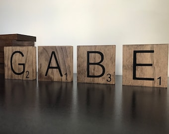 3.5" Scrabble Wall Tiles- Home Decor- Personalized Letters- 3.5" x 3.5" Wood