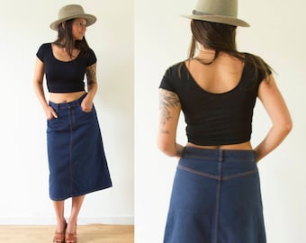 House of denim Womens Blue Cotton A-Line Skirt Size 10 Zip