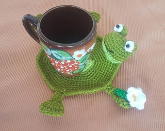 Gift for birthday Gift Idea kitchen table decor hostess gifts crochet home decor frog gift decor animal coaster frog funny coaster serving