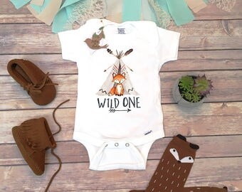 First Birthday Boy, Wild One Onesie®, Fox Birthday Shirt, Woodland Birthday, First Birthday Outfit Boy,Woodland Fox Birthday Party One Shirt