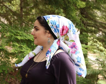 White Tichel, Head Scarf, Chemo Hat, Turban Hat, Hair Scarf, Chemo Headwear, Head Wrap, Snood, Head Cover, Mothers Day Gift, Hair Wrap