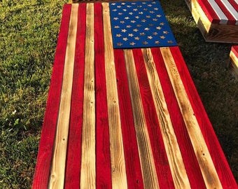 Red, Burnt and Blue Flag with Compartment