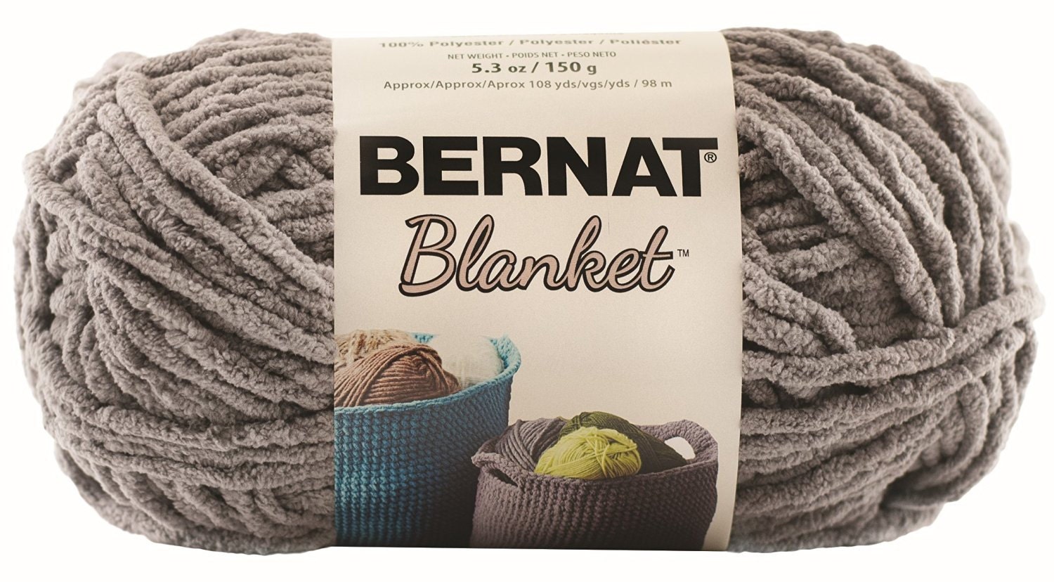 Bernat Blanket Yarn 5.3 Ounce Dark Grey Single Ball