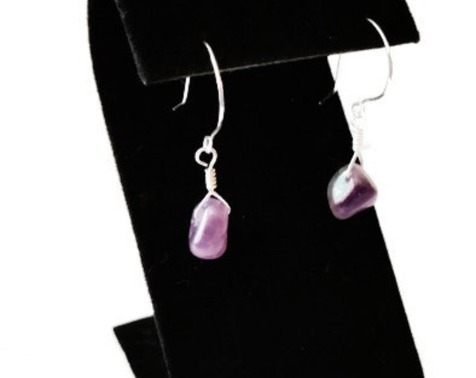 Amethyst Gemstone Nugget Earrings, Crown Chakra Earrings, February's Birthstone, Amethyst Earrings, Unique Birthday Gift, E003