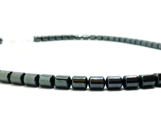 Men's Hematite Gemstone Necklace, Unisex Hematite Necklace, Father's Day Gift, Unique Birthday Gift, Gemstone Jewelry