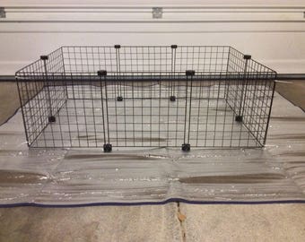 Guinea Pig Cage Extra 14" x 14" Wire Grid Black Panel x10 Panels and x12 Connectors Rabbit Hedgehog
