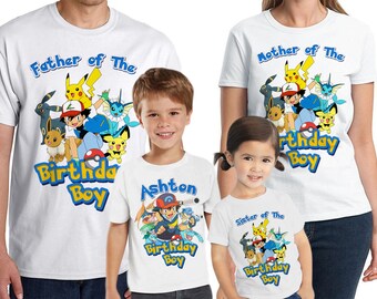 Pokemon Birthday Shirt Customized birthday party shirt Add Name & Age Pokemon Family Shirts LL 07