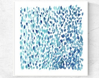 Blue watercolor abstract painting square print art download 5x5 print 6x6 painting 8x8 print 12x12 art print blue art print digital download