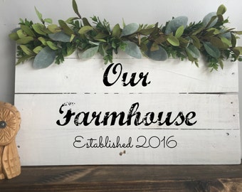 Farmhouse Sign- Established Sign- Rustic Home Decor- Housewarming Gift- Reclaimed Wood- Farmhouse Decor- Wood Sign- Anniversary Gift- Gift