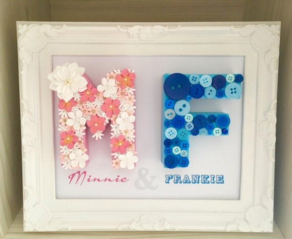 Personalised name frame, Sibling gift, Gift for Twins, New baby gift ...