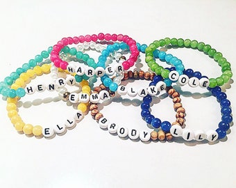 Custom Name Bracelets, Beaded Bracelets, Stack Bracelets, Baby Bracelets, Kid Bracelets, Stretch Bracelet, Unisex Bracelet, Jewelry Gifts