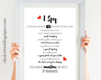WedPics I Spy Wedding Game | Wedding I Spy | Printable Wedding Games Sign For Your Wedding Reception PDF Download