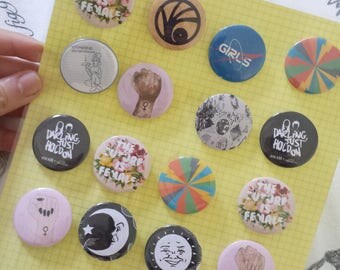 Seconds SALE* Button Pins | Feminist | Louis Tomlinson | Skam | A Series of Unfortunate Events | Rainbows | Floral | Ouija