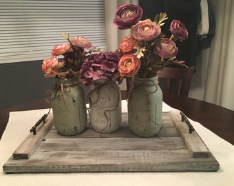 Wood serving tray, wood decorative tray, rustic tray, unique wood tray, vintage handles, pallet tray, handmade wood tray, tray with handles