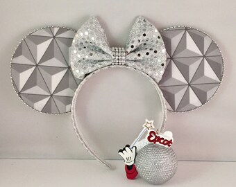 Minnie Ears, Spaceship Earth Minnie Ears Headband Mickey Ears epcot ears